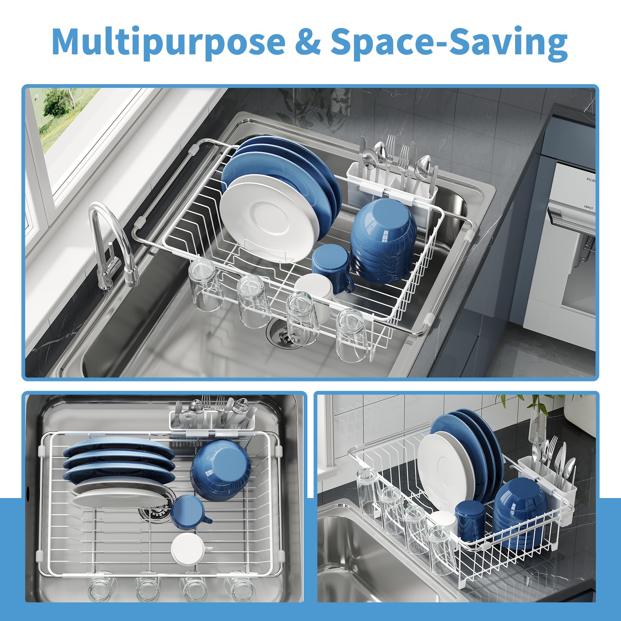 JASIWAY dish drying rack over sink saves counter space during meals