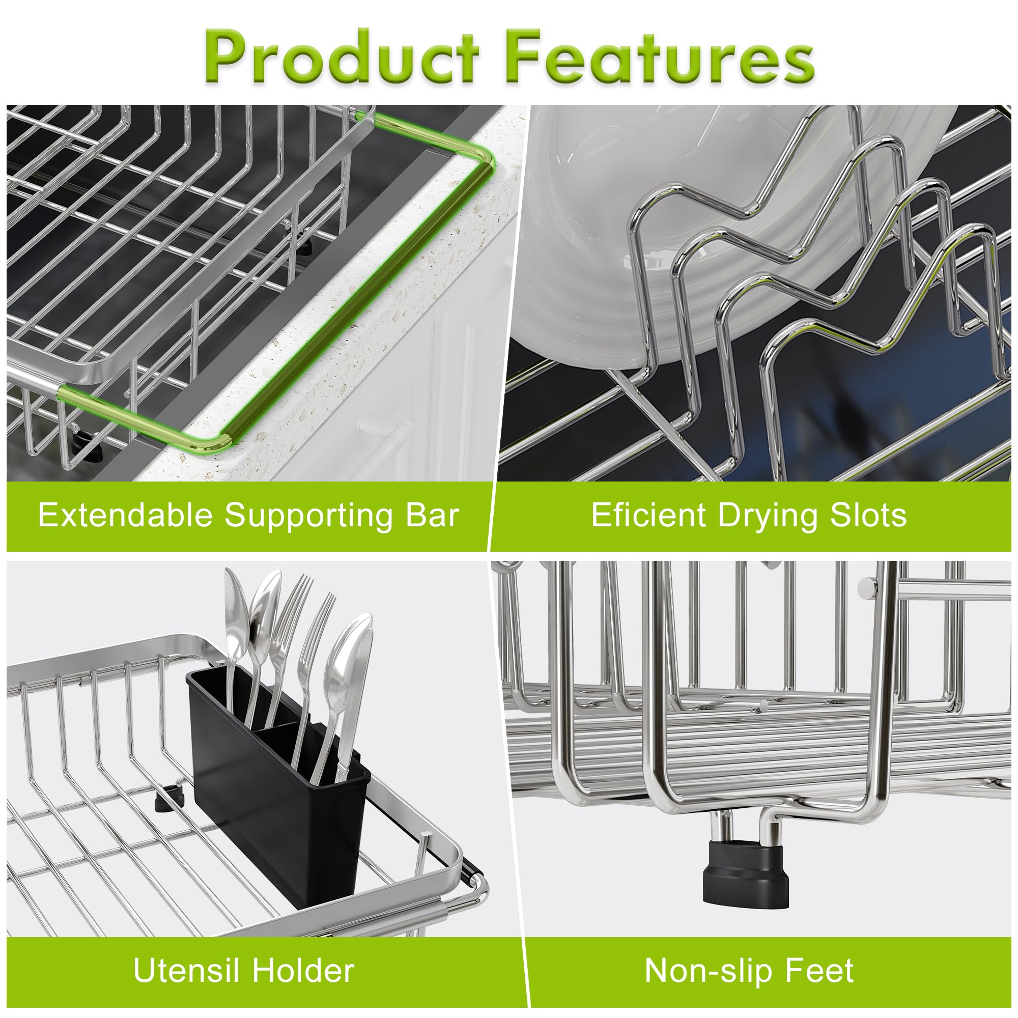JASIWAY dish rack anti-slip feet protect counters from scratches