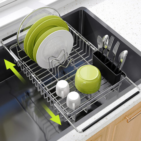 JASIWAY dish rack over-sink in extendable setup for extra drying space