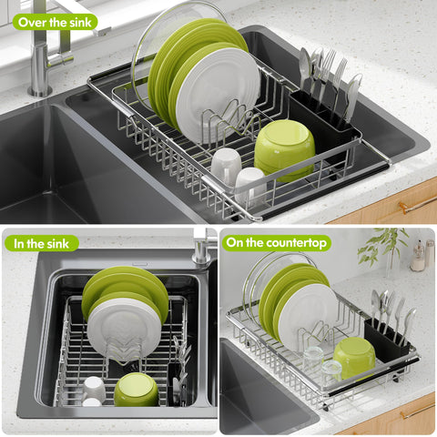 JASIWAY dish rack removable utensil holder for organized drying