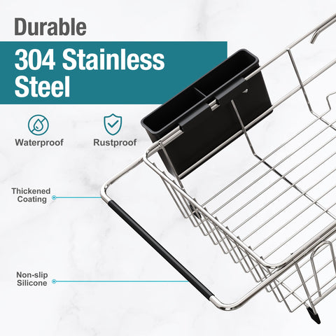 JASIWAY expandable stainless steel rack fits most sinks to save space