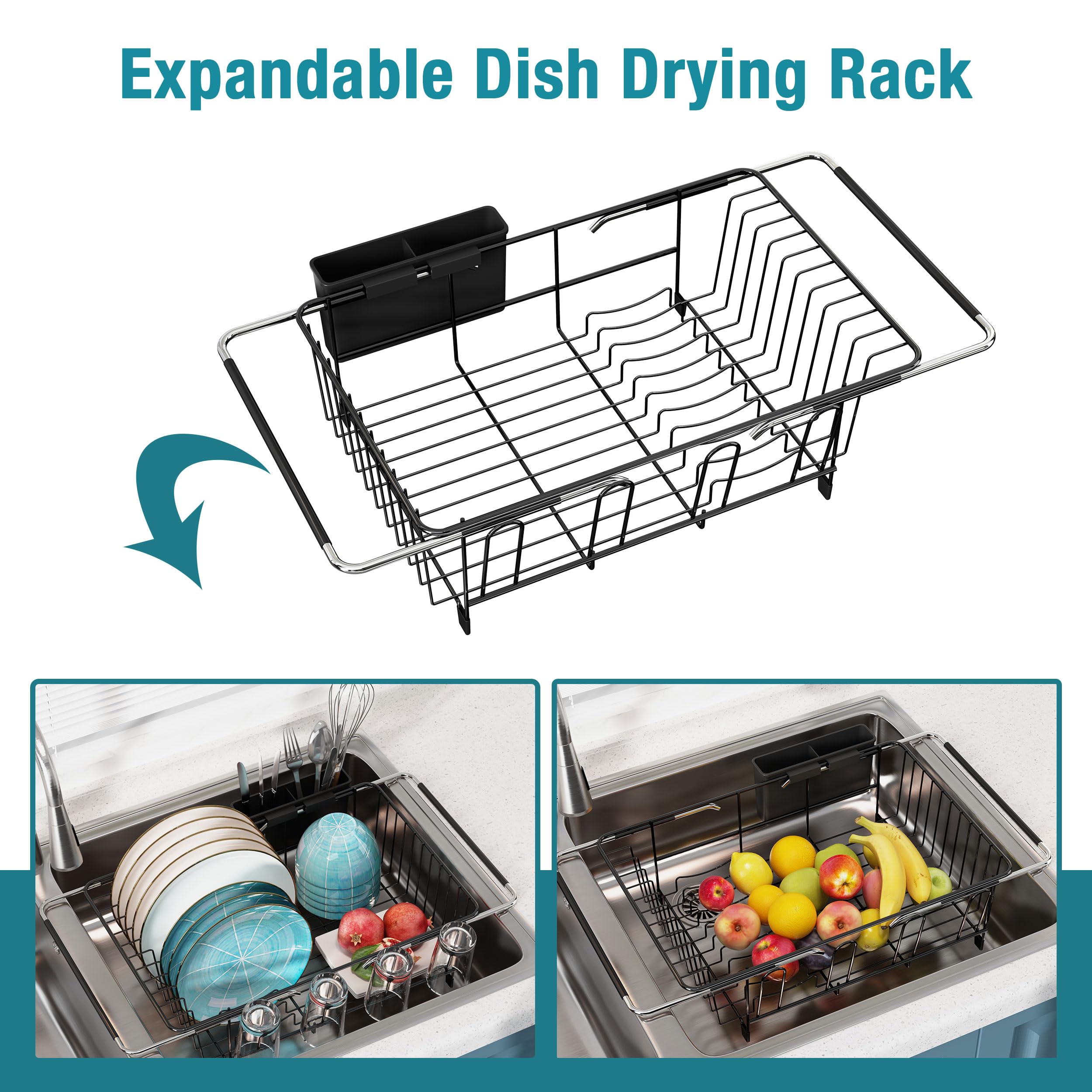 JASIWAY expandable drying rack side view showing compact storage