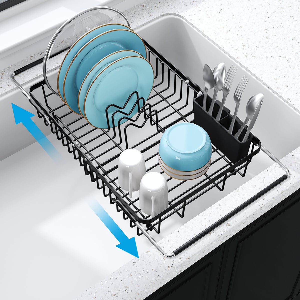 JASIWAY expandable sink drying rack over the sink for efficient air drying