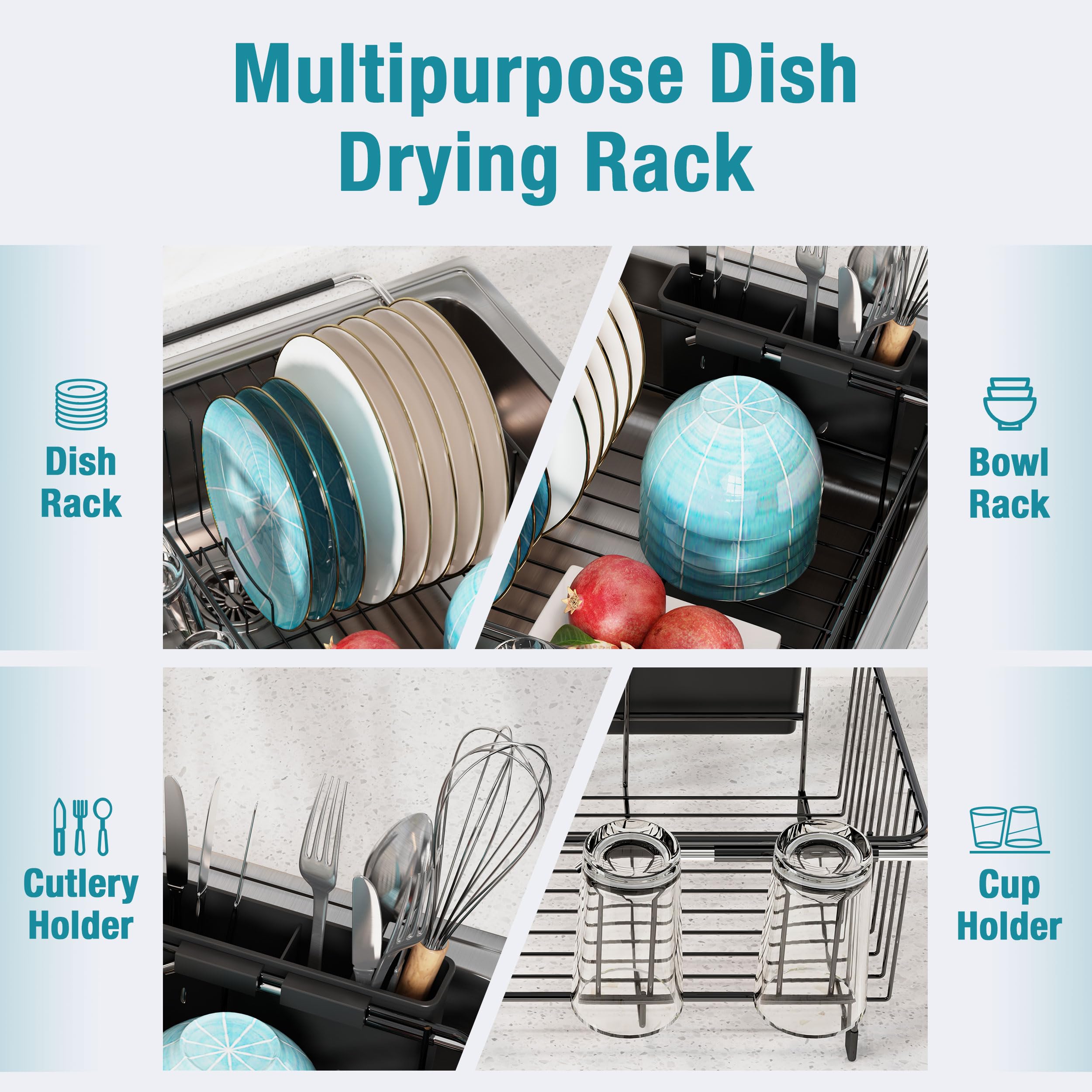 JASIWAY stainless steel sink rack close-up highlighting rustproof construction
