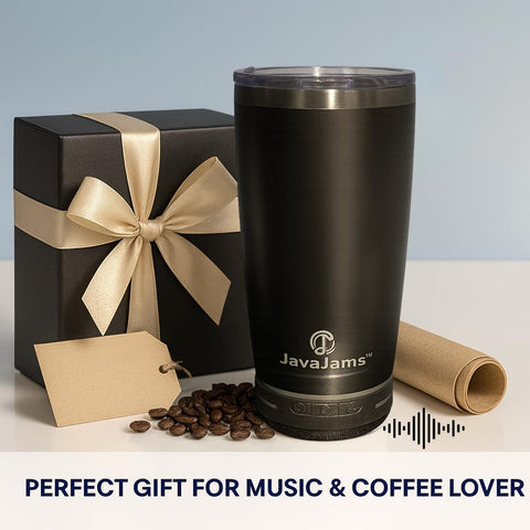 JavaJams gift-ready tumbler appeals to coffee lovers and music fans