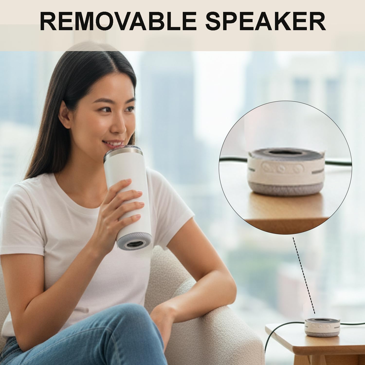 JavaJams 20 oz tumbler reveals rechargeable speaker battery for wireless music anywhere