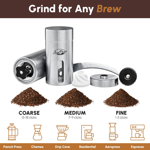 JavaPresse espresso grind settings offer adjustable coarseness.