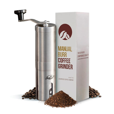 JavaPresse manual grinder with crank for precise, portable grinding.