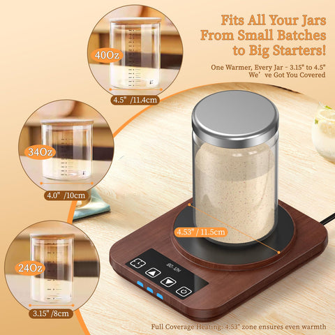 JawJuly Warmer accommodates jars up to 40oz for large starters