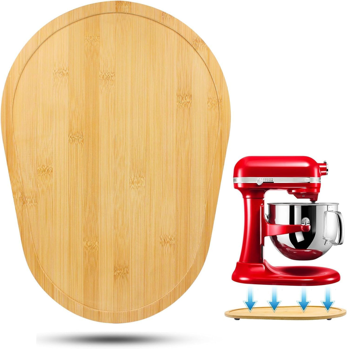 JAYOBGO Bamboo Slide Mat for KitchenAid 5-8 Qt Bowl Lift makes moving your heavy mixer easier.