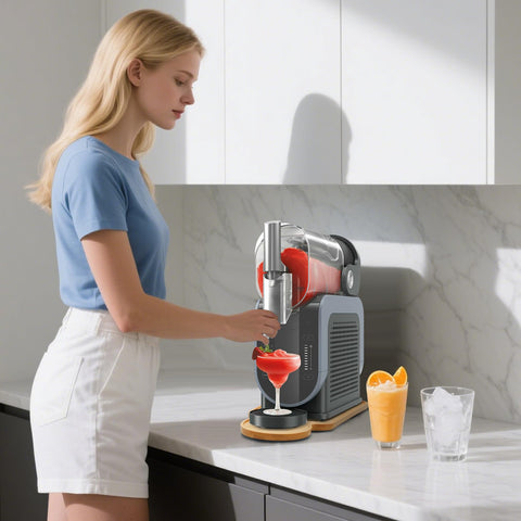 Jayobgo five-glide bottom design ensures quiet, scratch-free countertop movement.