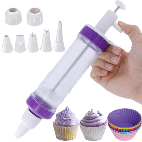 JAYVAR dessert decorating syringe set with nozzle collection for precise piping.