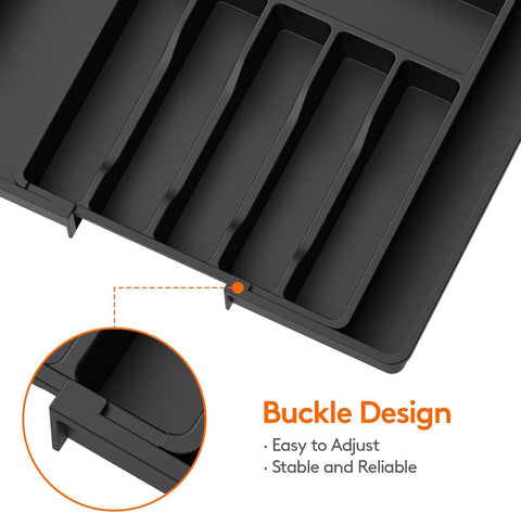 JB Large Silverware Drawer Organizer edge design enables smooth movement in drawers.