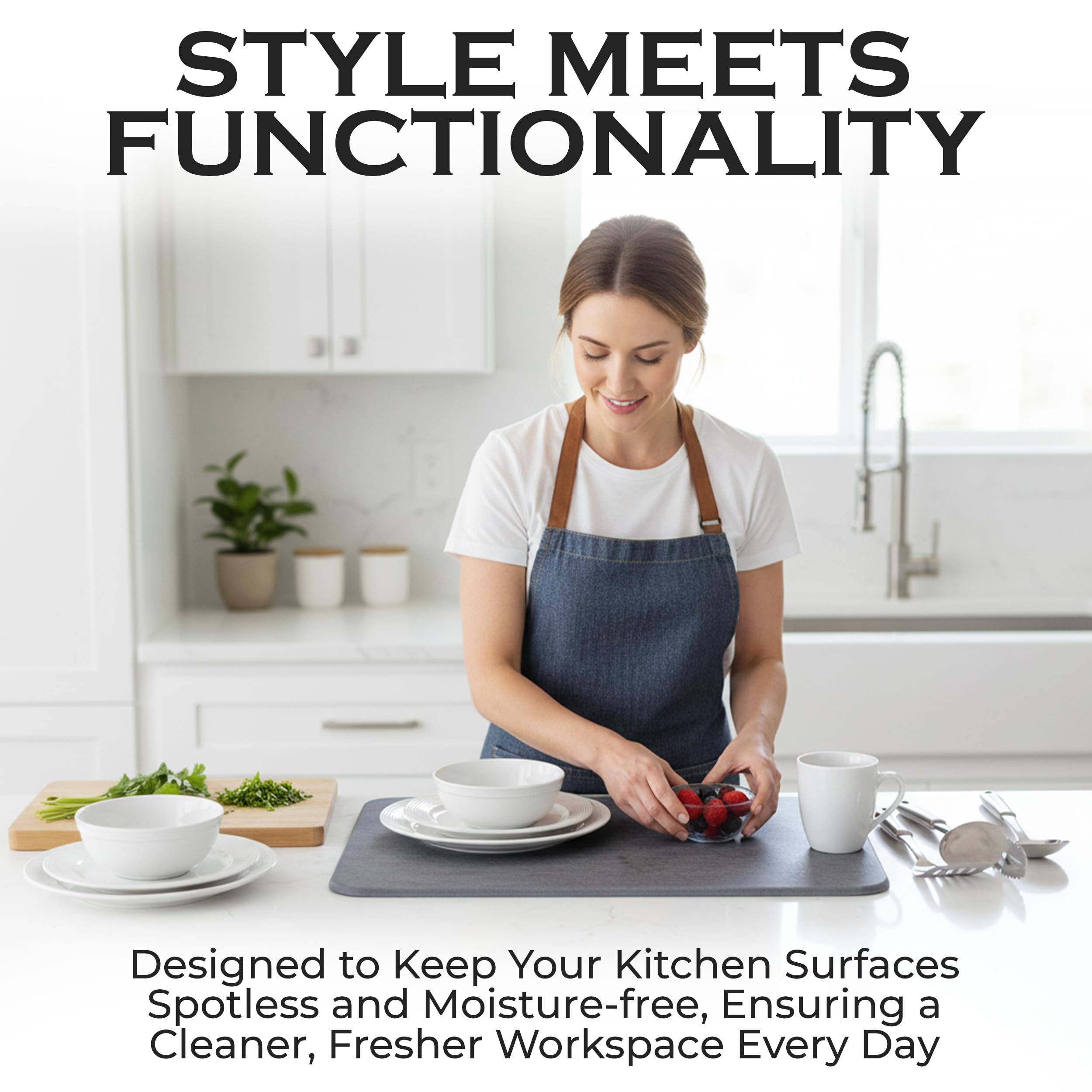 J.B large stone drying mat shows as a durable, low-maintenance counter accessory