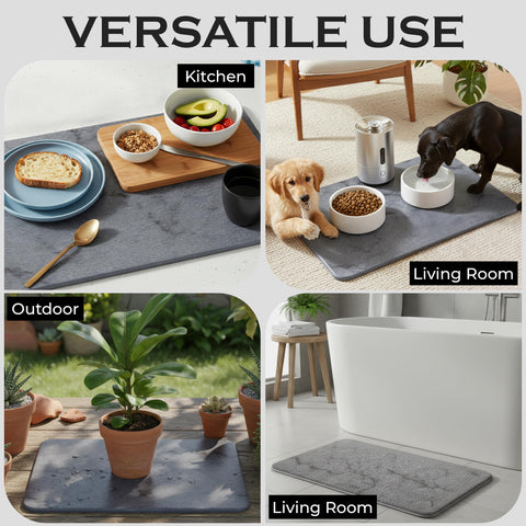 J.B stone drying mat dries surfaces quickly, reducing towel use
