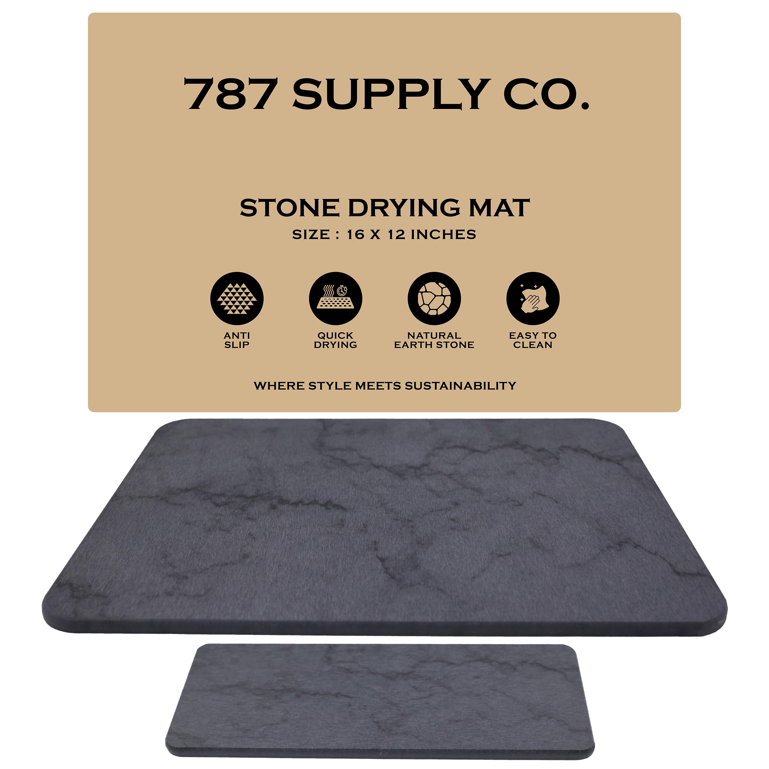 J.B large stone drying mat on counter for quick absorption and easy counter cleanup