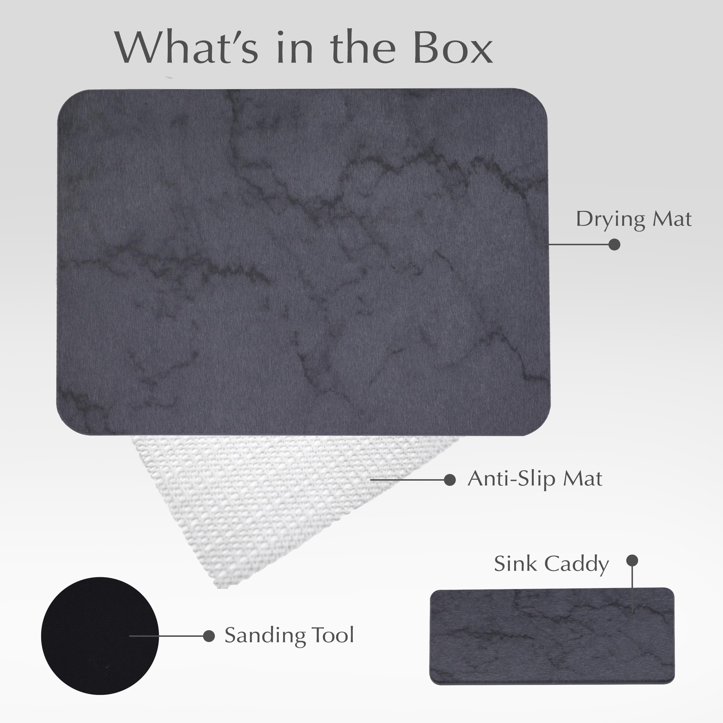 J.B stone drying mat with sink caddy included offering convenient sponge and brush storage