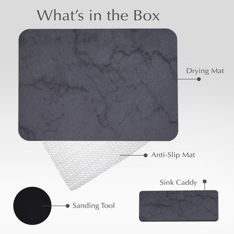 J.B stone drying mat with sink caddy included offering convenient sponge and brush storage