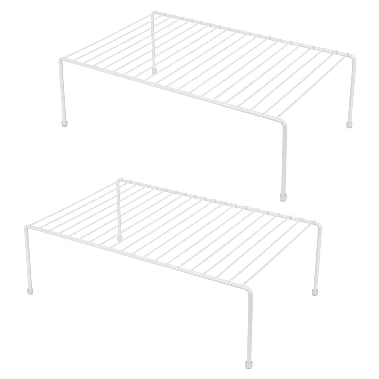 JBESUHI set-2 large shelf rack in white keeps kitchen items organized and accessible.