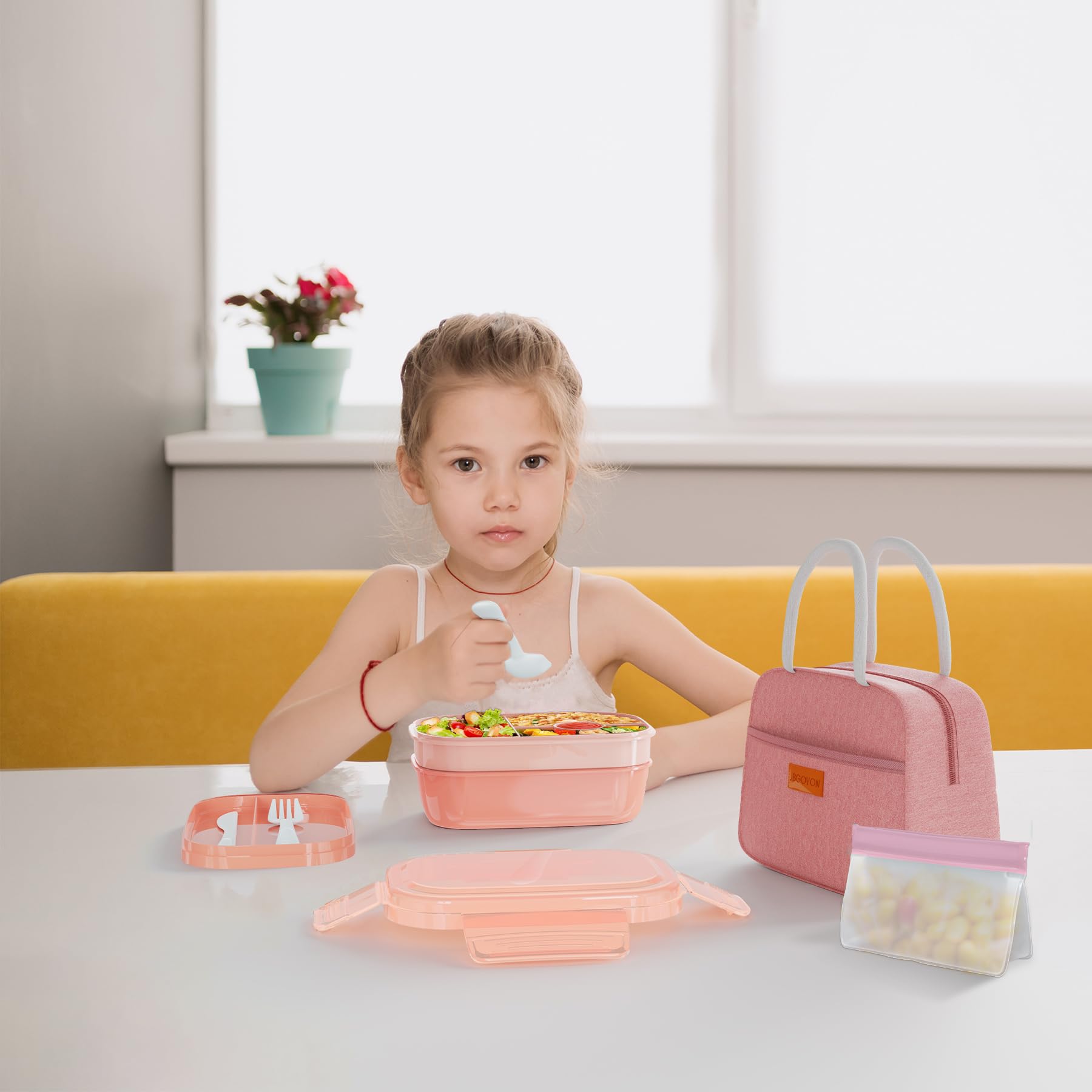 JBGOYON built-in utensils simplify packing for work or school.