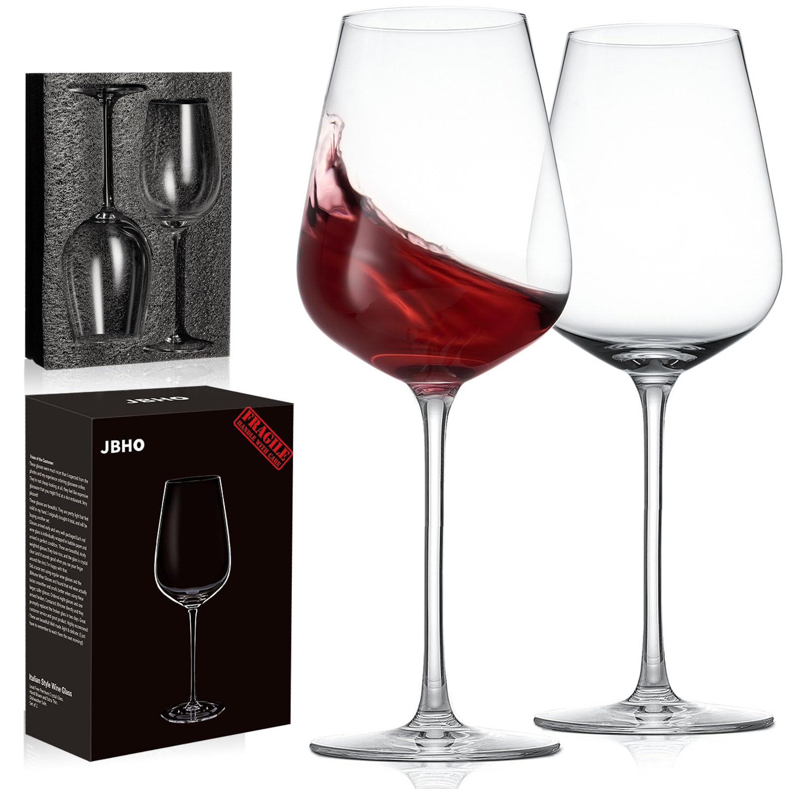JBHO gift-packaging Bordeaux wine glass in a festive box for gifting