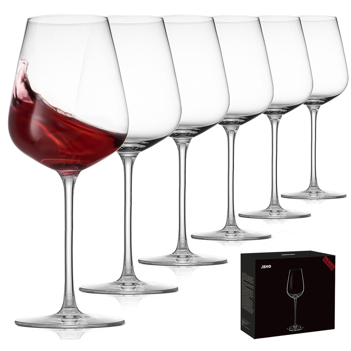 JBHO hand blown Bordeaux wine glasses 18oz set with premium clarity