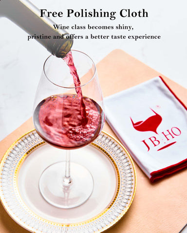 JBHO hand-blown craftsmanship visible in fine Bordeaux glass details