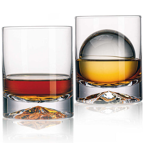 JBHO hand-blown crystal double old fashioned glass highlights light reflections