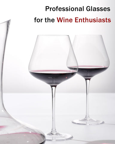 Pair of JBHO Burgundy wine glasses ready for table setting and dinner service