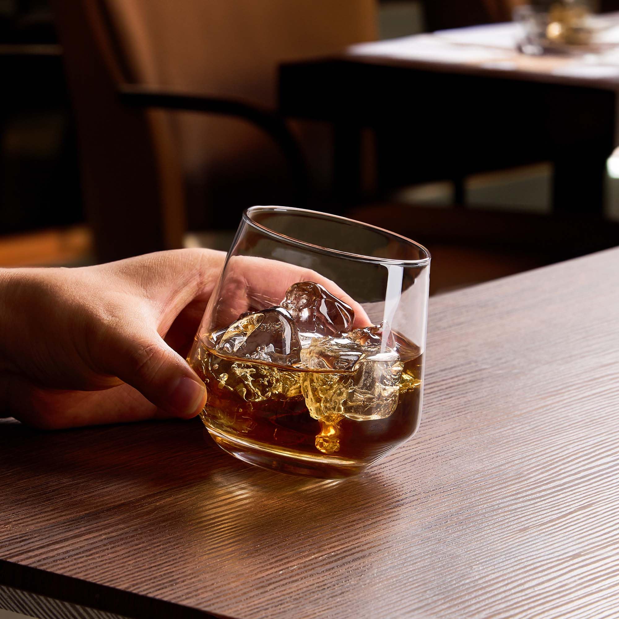JBHO heavy-base glass resists tipping during stirring and sipping.