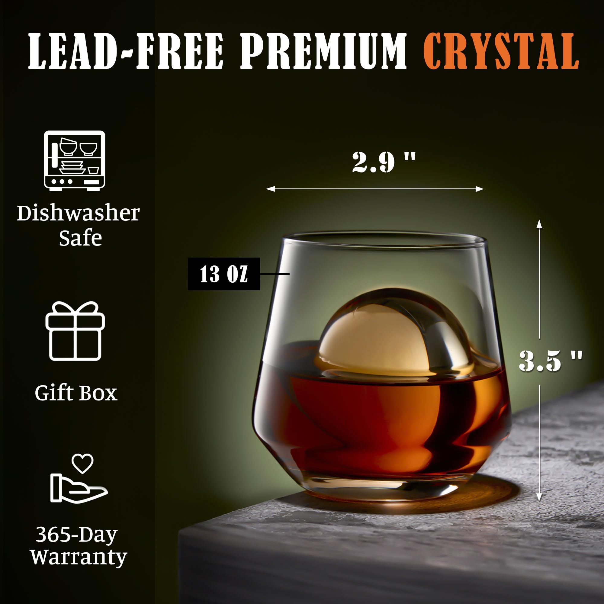 JBHO non-lead crystal rocks glass with a durable, heavy base.