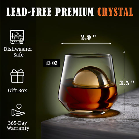 JBHO non-lead crystal rocks glass with a durable, heavy base.