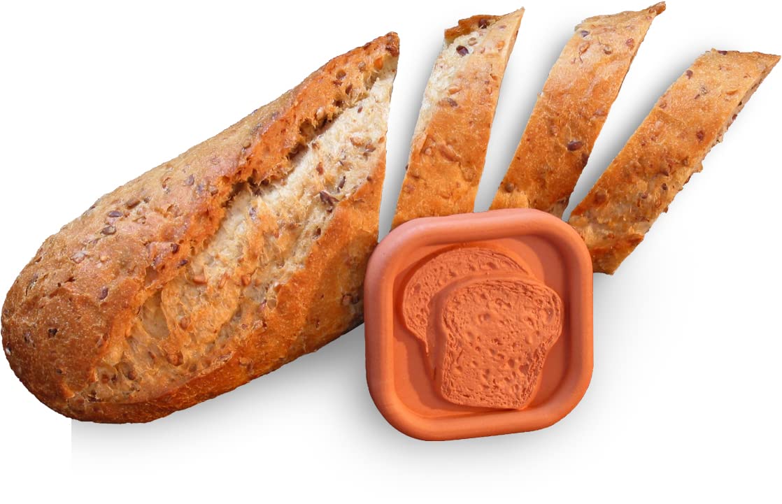 JBK Pottery bread saver disc on counter keeps loaves fresh longer.