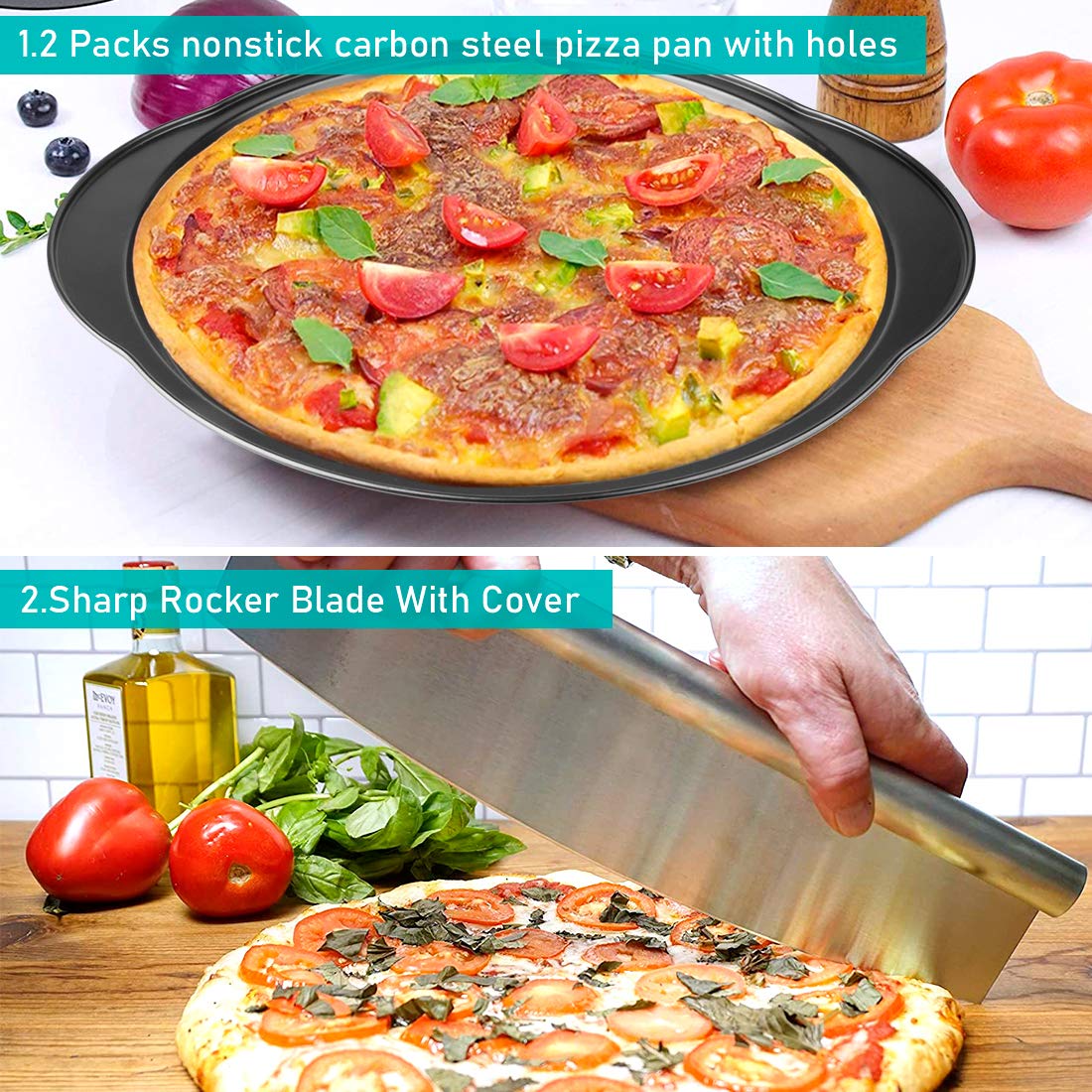 JCAEH solid carbon steel pan doubles as a versatile baking tray.