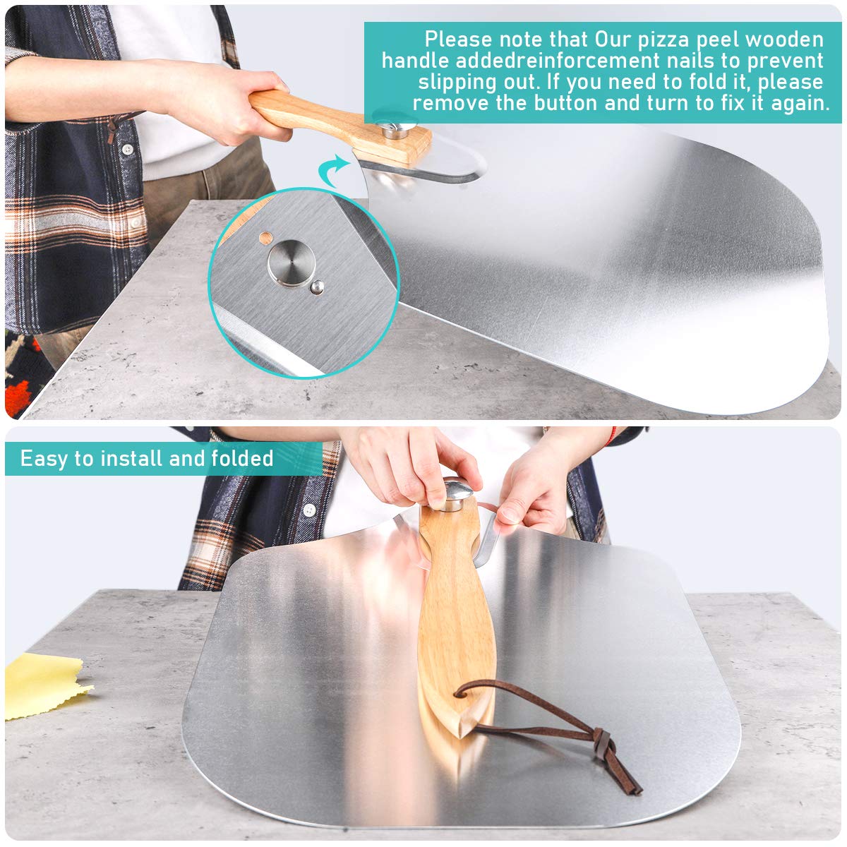 JCAEH rocker pizza cutter with blade cover for safe cleaning.