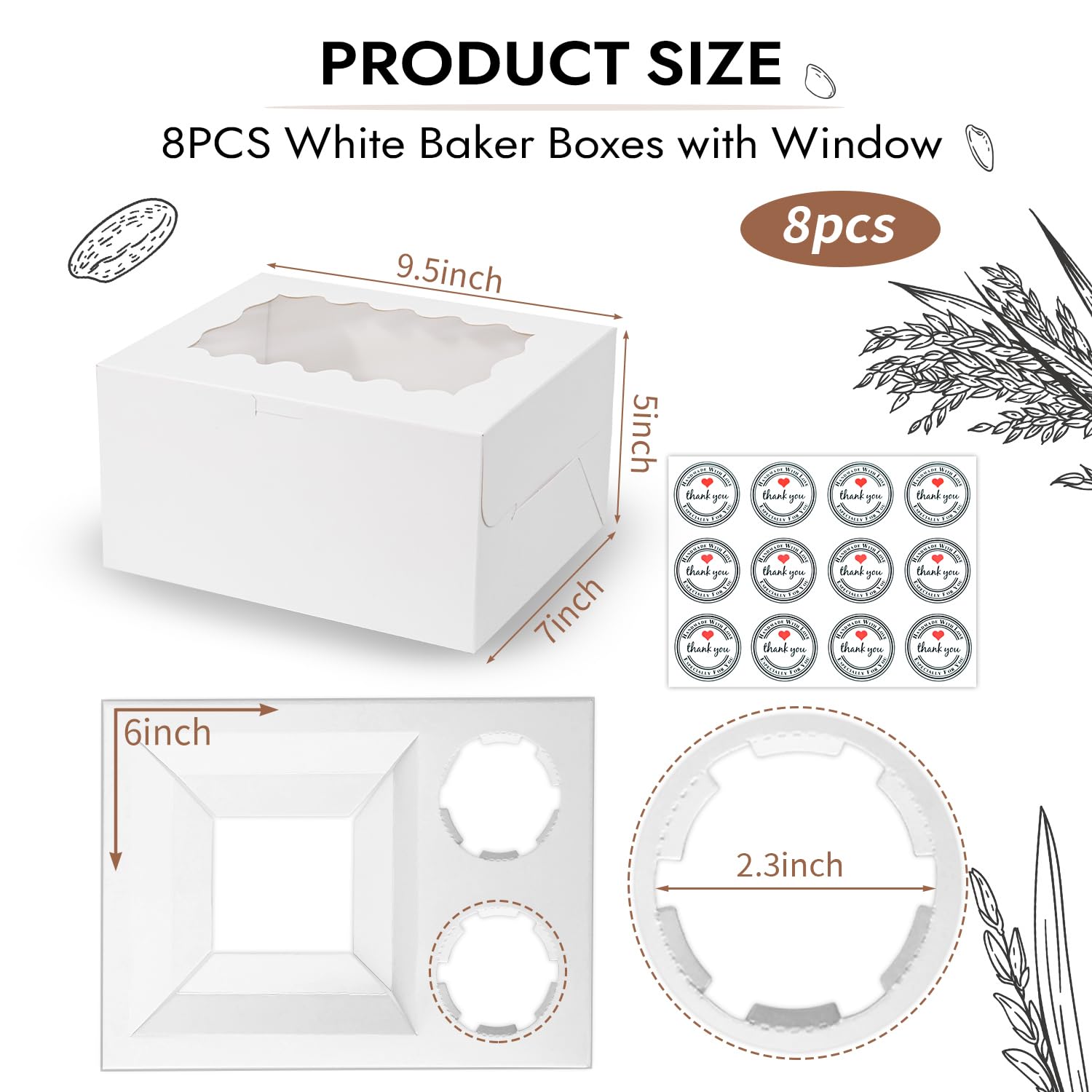 JCD cupcake box inserts and stickers keep pastries in place during transport.