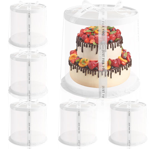 JCD round cake box with clear lid for 10-inch cakes, ideal for visibility.