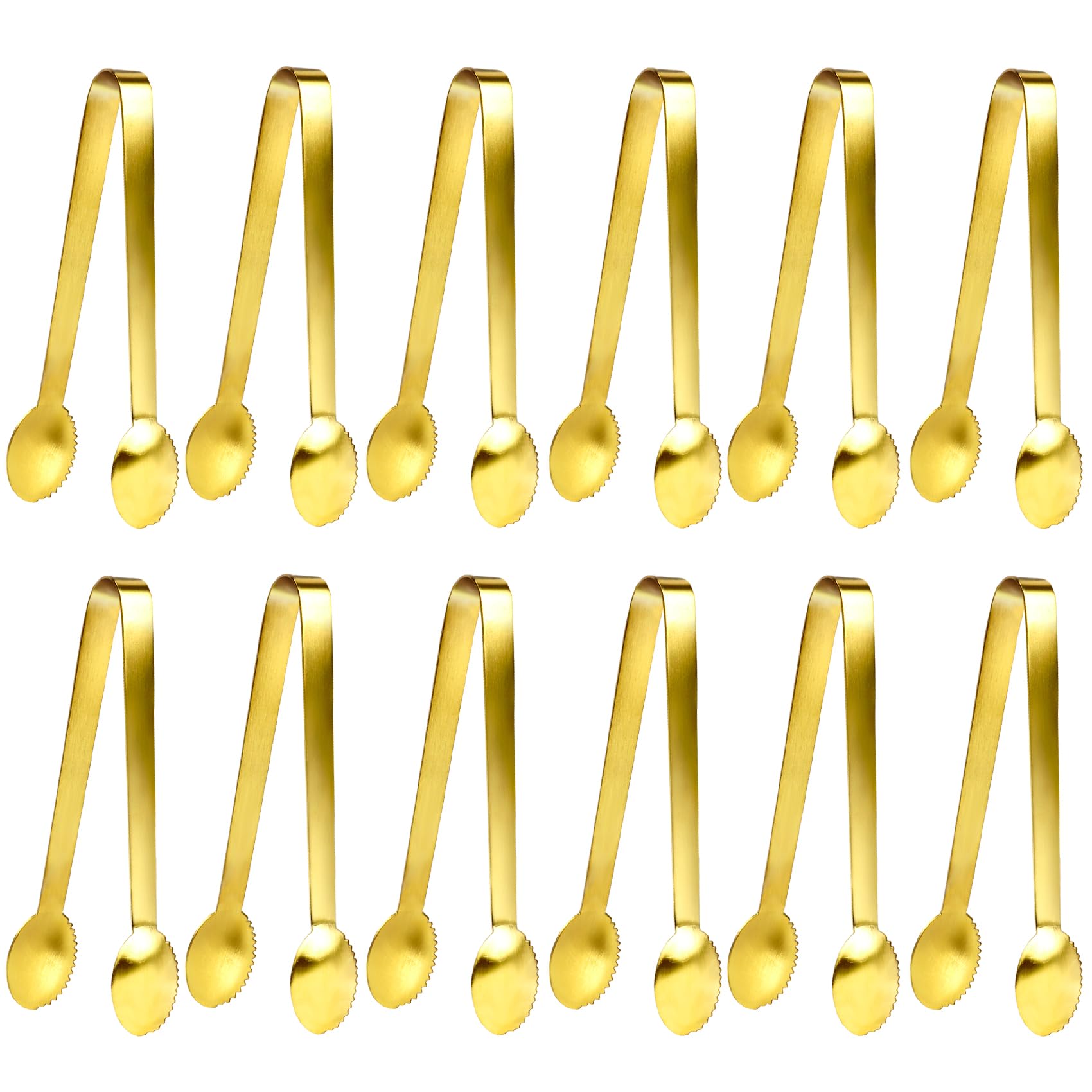 JCREN gold tongs 12-pack, elegant serving set for parties and everyday use.