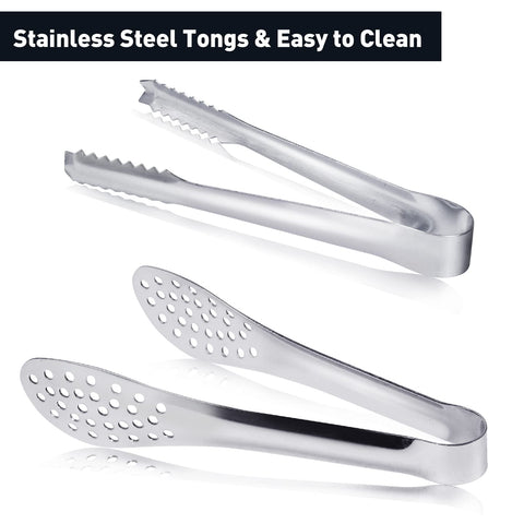 JCREN 5-inch tongs securely grip desserts and salads.