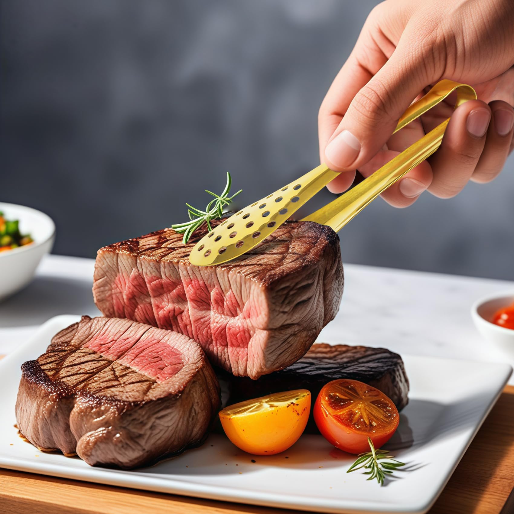 JCREN dishwasher-safe stainless steel tongs simplify cleanup after meals.