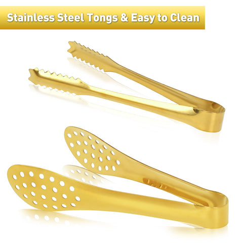 JCREN mini tongs with serrated edges securely grip sugar cubes and ice.