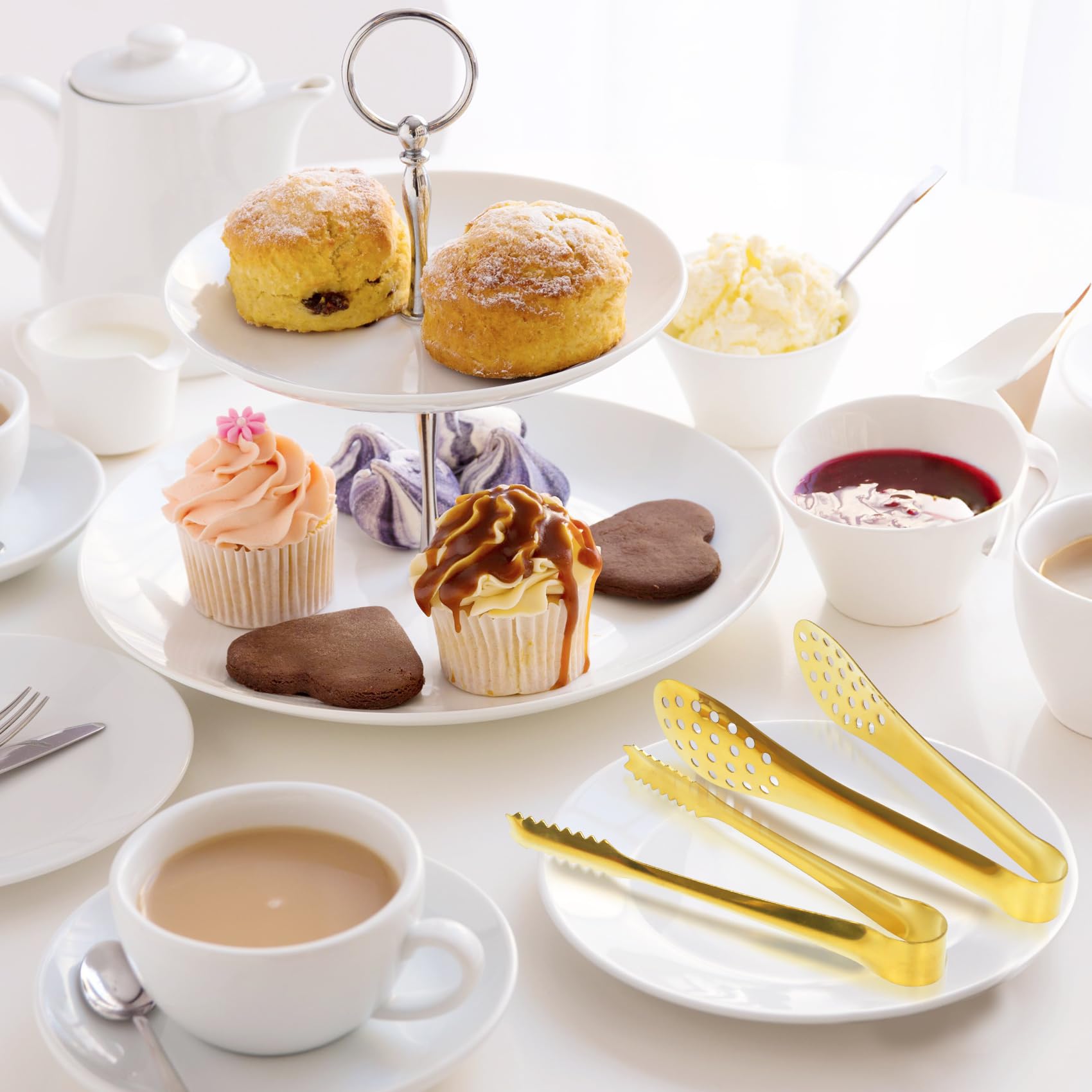 JCREN 5 inch tongs support buffet displays and tea party service.