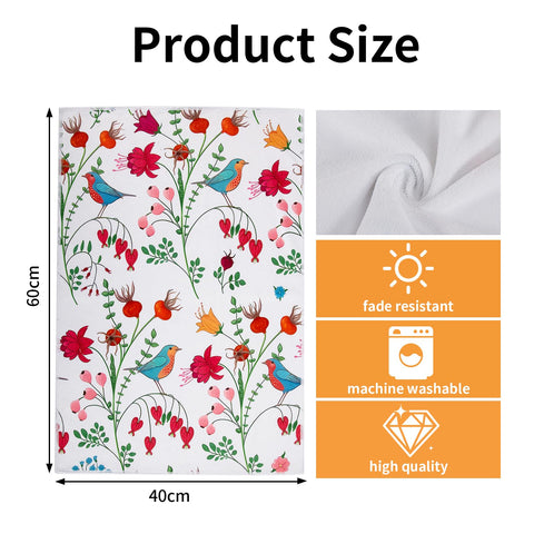 JDGHGB Pioneer Woman towels with floral pattern close-up, soft microfiber for gentle dish handling.