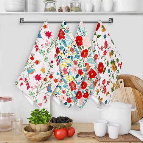 JDGHGB Pioneer Woman towels with soft microfiber texture for quick-dry glassware.