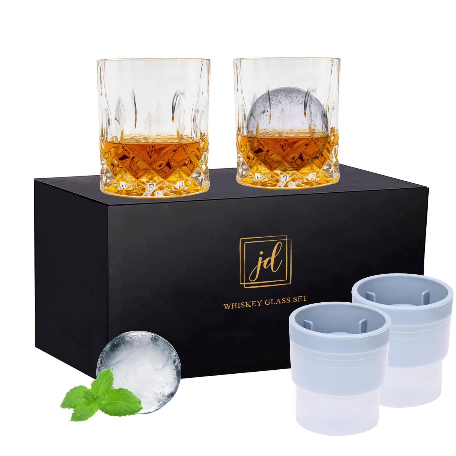 JDGOME whiskey glass set box, premium gift presentation for whisky lovers.
