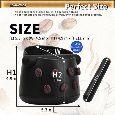 JDHAVMOS knock box side view showing compact size for counter use
