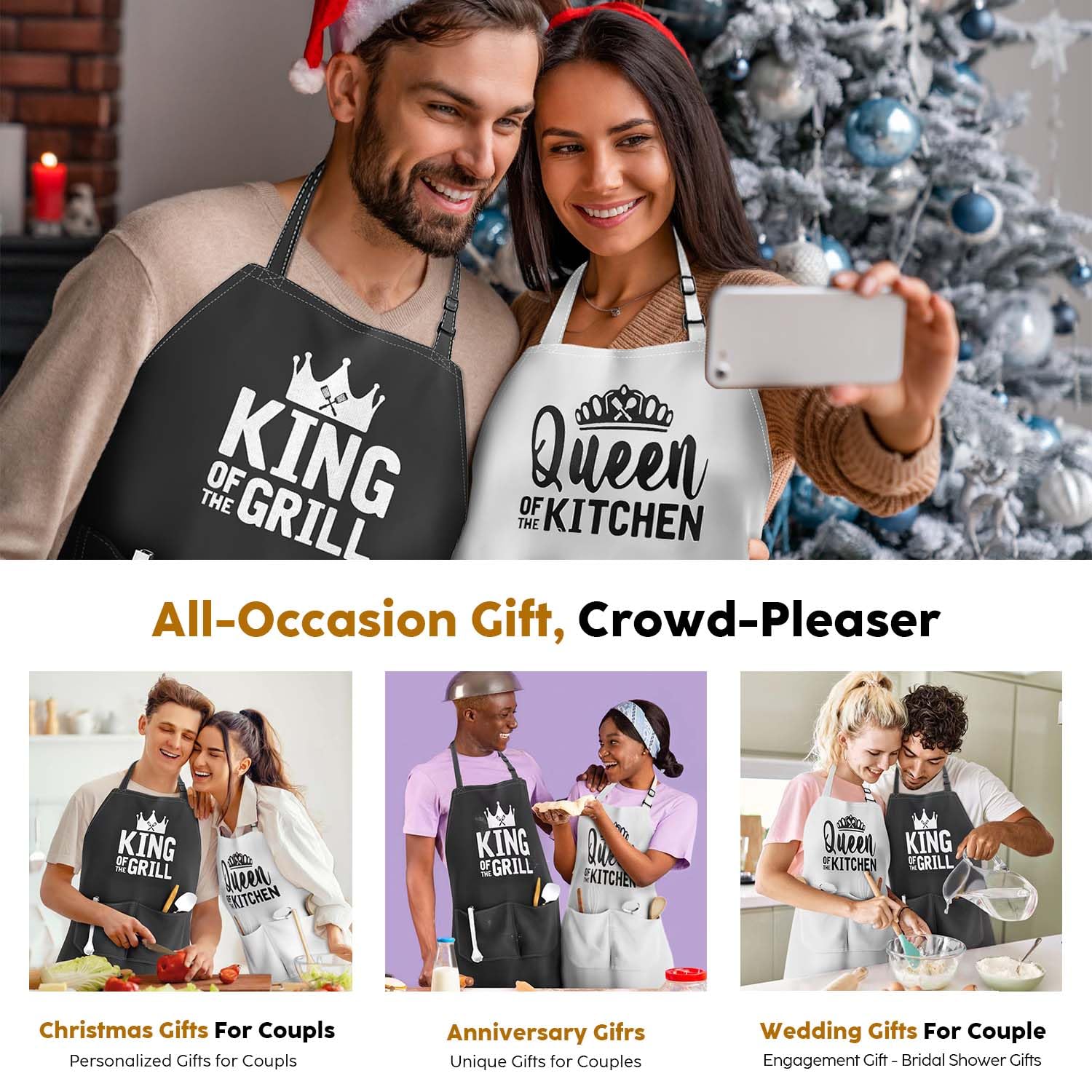 JDNFYGX King & Queen aprons ideal for Valentine's Day and anniversaries.