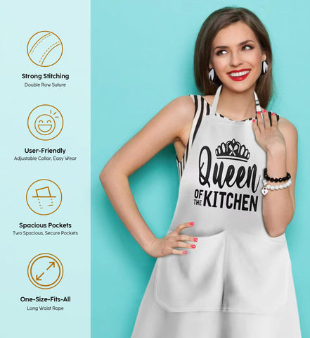 JDNFYGX King & Queen aprons in waterproof, stainproof fabric for busy home cooks.