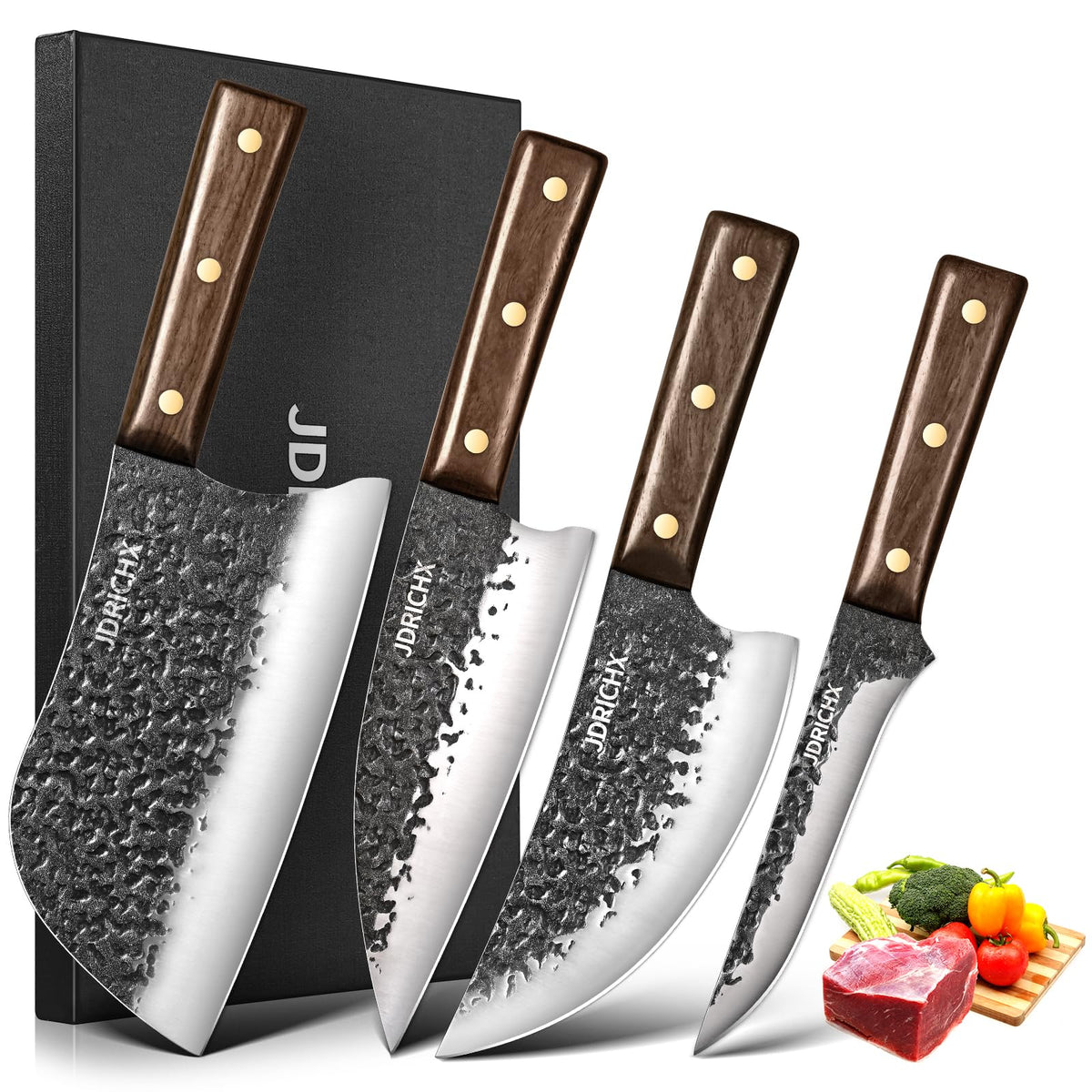 JDRICHX butcher knife set: 8-inch cleaver for efficient heavy-duty meat prep.