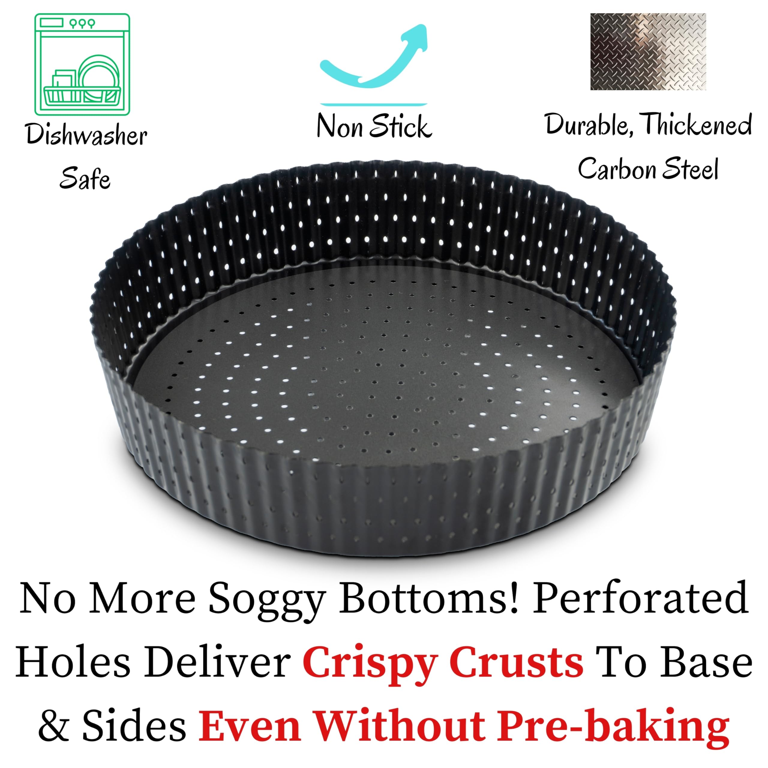 Jean Lemond non-stick, dishwasher-safe pie pan for simple cleanup